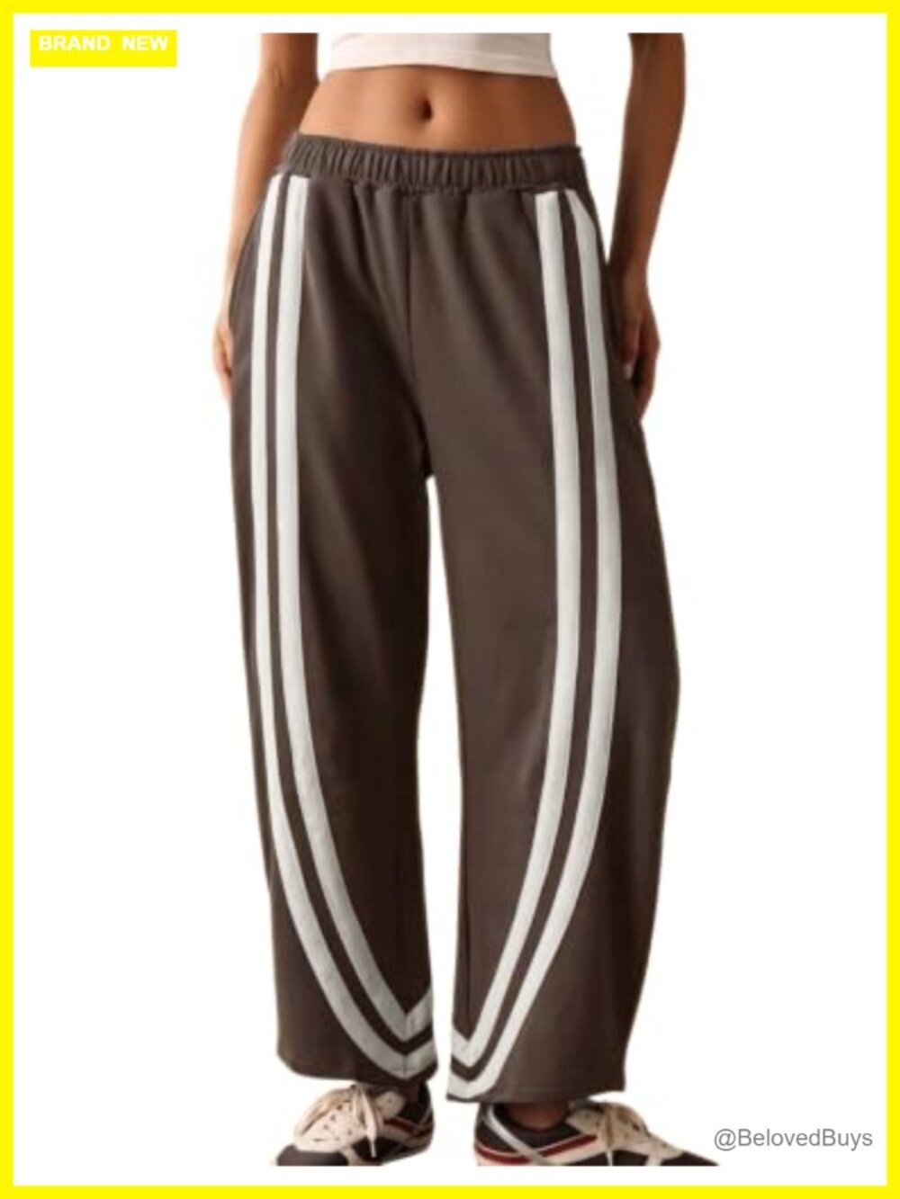 Striped Barrel Wide Leg Track Pants Cotton Sweatpants